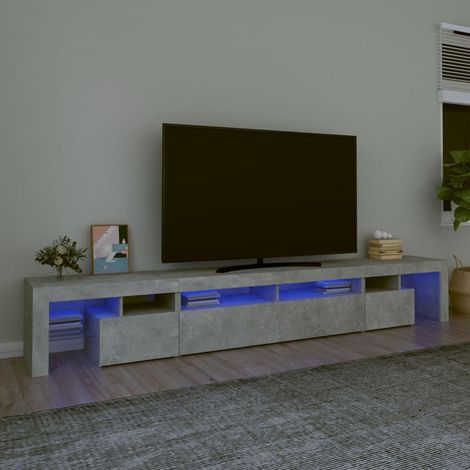 Meuble TV avec LED-Banc TV-Meuble Télé avec lumière LED Gris béton 260x36,5x40 cm 894927 (1/5)