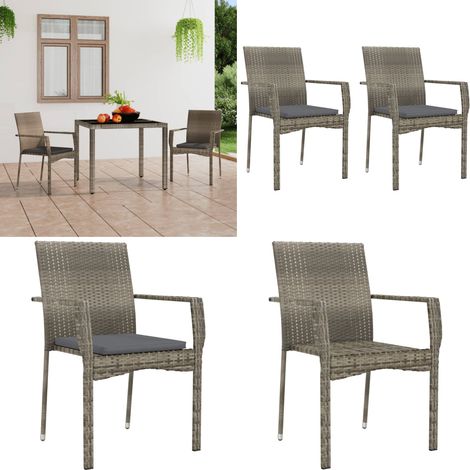 Chaises de jardin avec coussins lot de 2 Résine tressée Gris - Chaise De Jardin - Meubles De Jardin - Fauteuil De Jardin - Résine Tressée - Chaise Extérieure - Home & Living (1/5)