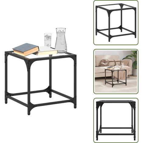 The Living Store Couchtisch mit Glasplatte Transparent 40x40x40 cm Stahl - Couchtisch - Wohnzimmertisch - Glastisch - Esszimmertisch - Dekorationstablett (1/5)