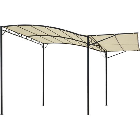 Pergola da giardino in acciaio con tetto laterale pieghevole, crema e nero, 3 x 2,5 m (1/5)