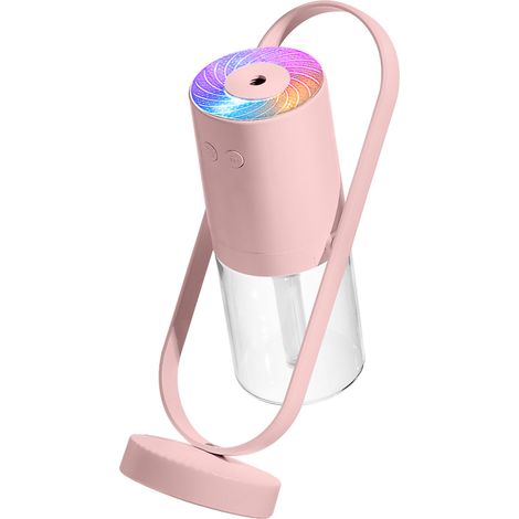 Kabelloser 360°-Luftbefeuchter, leise, wiederaufladbar, mit Projektorlicht für Zuhause, Auto und Büro, Pink (1/3)