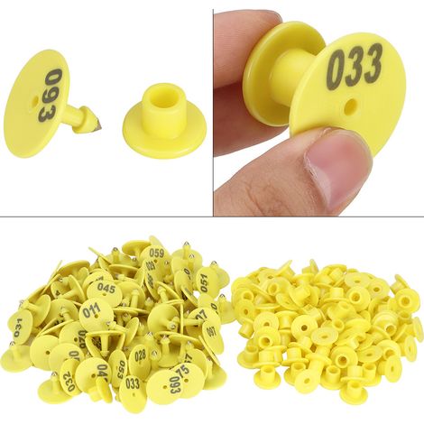 Lot de 100 étiquettes auriculaires numérotées rondes pour l'élevage de porcs, moutons et bovins. (1/5)