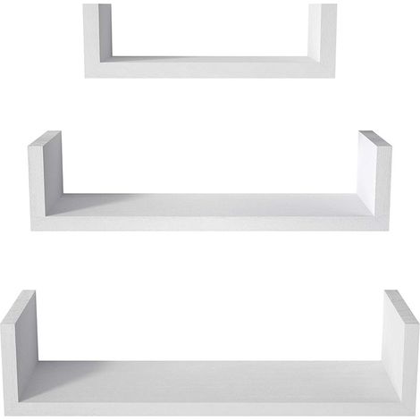 Estantería colgante de pared, juego de 3, decoración para salón, longitud 30/35/40 cm, estantería flotante, para salón, oficina, baño, cocina, blanco brillante