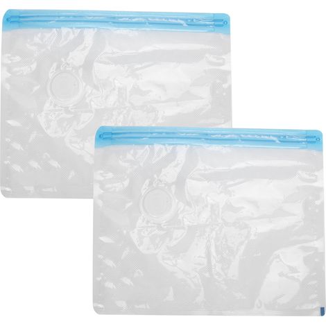 Lot de 2 sacs de rangement sous vide, compacts et hermétiques, avec entrée d'air filetée de 3,5 cm (L : 32 x 26 cm). (1/5)
