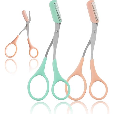 Ciseaux et sourcils (lot de 2), pour hommes et femmes, tête de peigne détachable, outil de taille sûre de sourcils, tondeuse à barbecue, facilité d'utilisation pour débutants, ciseaux à sourcils recom (1/5)