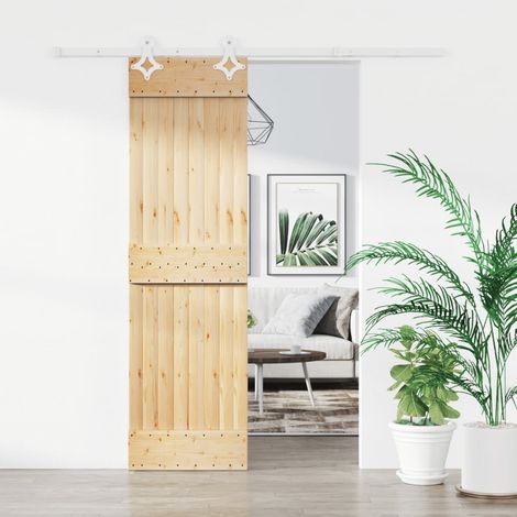 Puerta corredera con herrajes madera maciza de pino 70x210 cm vidaXL (1/5)