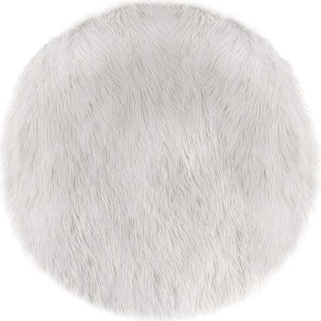 Tapis rond fausse fourrure blanc (1/3)