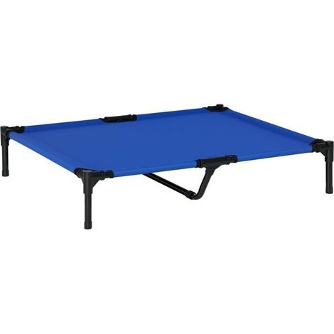 Elevated dog bed, cooling elevated dog bed, Oxford fabric, carry bag included, 92 x 76 x 18 cm, blue (1/5)