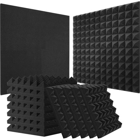 VEVOR Acoustic Foam Panels, 24 Pack 12 x 12 x 2 inches, Pyramid Soundproof Wall Panels,Acoustic Panels,Sound Dampening Absorbing Panels for Studio Wall and Ceiling,Black (1/5)