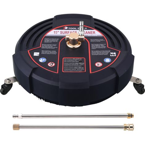 Nettoyeur de Surface 38 cm Haute Pression avec 3 Roues, 250 Bar 2 Rallonges de Lance, Raccord Rapide 1/4", Accessoire de Nettoyeur Haute Pression pour Béton, Allée, Trottoir, Terrasse (1/5)