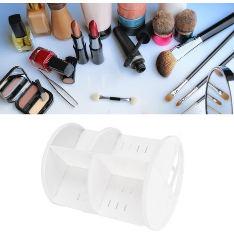 Drehbarer Schminkkoffer für den Schreibtisch, um 360 Grad drehbare Kosmetikaufbewahrungsbox, Kosmetikaufbewahrungsständer, Schmuckorganizer aus Acryl für den Schreibtisch, großes Fassungsvermögen, wei (1/5)