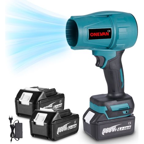 Souffleur électrique sans fil, 700 W, 28 000 tr/min, 160 m/s, jeu de 2 batteries 3 Ah, bleu (1/5)