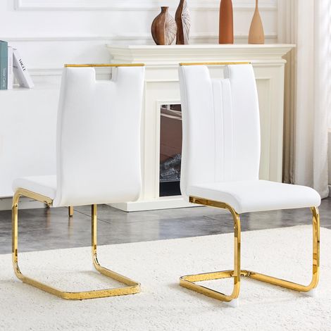 Ensemble de 2 chaises blanches en polyuréthane de forme arquée – Apporte une touche tendance aux intérieurs minimalistes et contemporains.