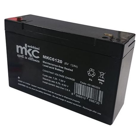 MKC batteria piombo ricaricabile 6V 12Ah misure 151x51x93mm - MKC6120