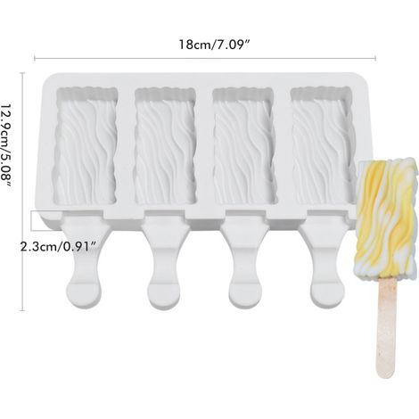 Moule à glace en silicone, moule à 4 alvéoles pour glaces maison et sucettes glacées. (1/5)