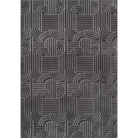 Tapis moderne anthracite motif relief 3D - 80 x 150 cm (1/5)
