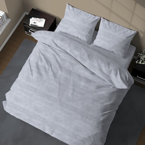 Housse de couette double en flanelle 250x200 cm « Sleeping Time » - Garçon Gris   Élégant, chaleureux et fabriqué en Italie