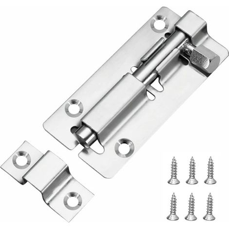 Verrous de porte coulissants de 75 mm (3 pouces), en acier inoxydable 304, avec vis, pour salle de bain, chambre (1/5)