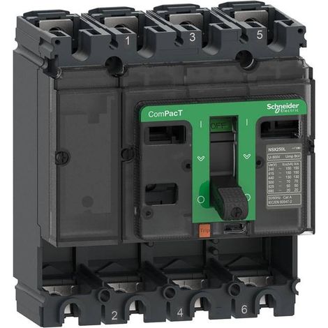 Blocco interruttore automatico SCHNEIDER a 4 poli 36 kA 160 A per la protezione elettrica. (1/2)