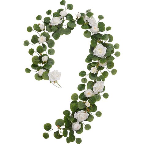 Guirlande Eucalyptus Artificielle - Feuilles Frosted Vert Naturel - Décoration Table Mariage Maison Fête Bohème - 2 m (1/5)