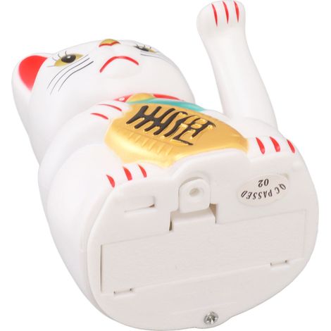 Chat porte-bonheur décoratif de 10 cm (4 pouces) avec main faisant signe de la main, idéal pour la maison, le bureau ou comme cadeau (blanc). (1/5)