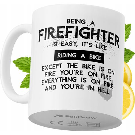 Mug humoristique pour pompier, avec un texte amusant et un design graphique original. Idéal pour les anniversaires, les fêtes et les occasions spéciales. Mug premium pour la maison, le bureau et le tr (1/5)