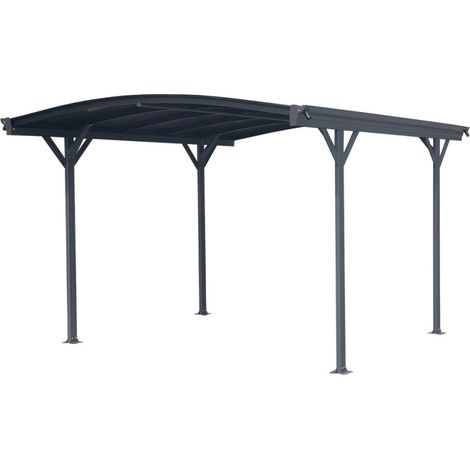 Carport aluminium 3x3,6m – Couverture polycarbonate 6mm – Couleur anthracite – Structure robuste avec gouttières – X-Metal