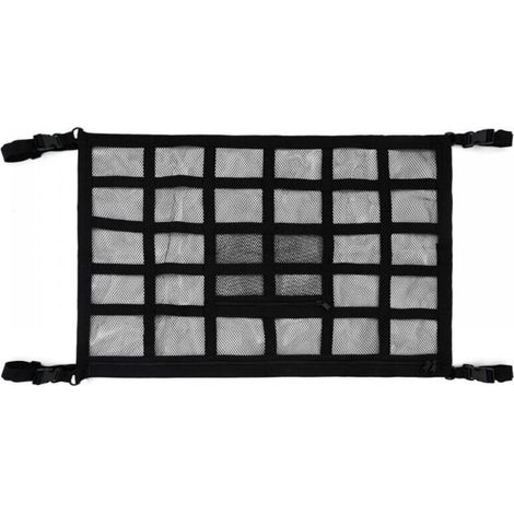 Filet de Rangement pour Barre de Toit, Sac Élastique Universel 90x65 cm Noir, Accessoire de Coffre de Toit pour SUV et Voiture