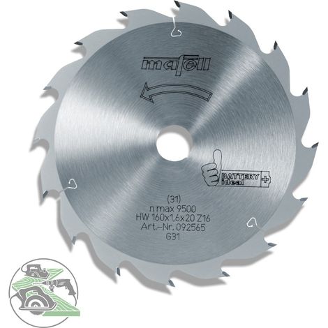 MAFELL Sägeblatt-HM 160 x 1,1/1,6 x 20 mm, 16 Z, FZ/FA, für KSP 55 Nr. 092565 (1/2)