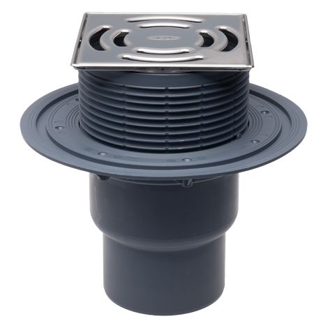 Scarico per balconi e terrazzi DN75/110 verticale con clapet antiodore resistente al gelo, 145x145mm / 138x138mm