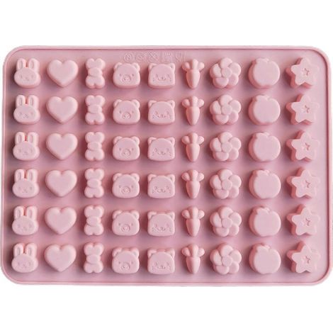 Stampo in silicone per pasta di zucchero, con motivo di gattini e fiori, antiaderente e riutilizzabile, 54 cavità, adatto al contatto con gli alimenti, ideale per cuocere, fare cubetti di ghiaccio, bi (1/5)