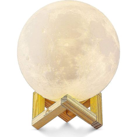 Lampe Lune 3D, veilleuse LED tactile 3 couleurs, 15 cm de diamètre, rechargeable par USB, idéale pour chambre, salon, café ou anniversaire. (1/5)