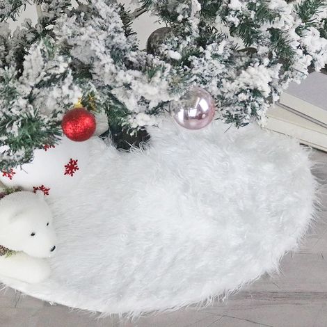 Petites décorations de Noël de 78 cm, jupe de sapin blanche en peluche, jupe de sapin (1/5)