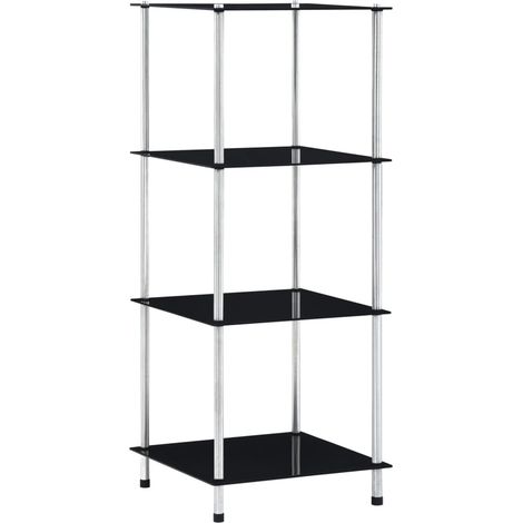 Etagère en verre trempé Solika – Élégance et polyvalence 100 cm-Noir-Hauteur 100 cm (1/5)