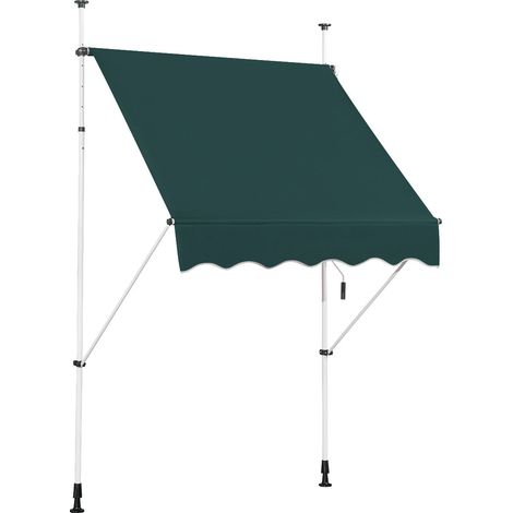 Tenda da sole retrattile manuale 150 x 125 cm altezza regolabile 200-300 cm moderna protezione solare in alluminio verde 200010453