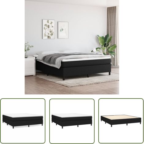The Living Store Cadre de lit sans matelas noir 160x200 cm tissu - Cadre De Lit - Lit Double - Literie - Meuble Chambre - Design Moderne (1/5)