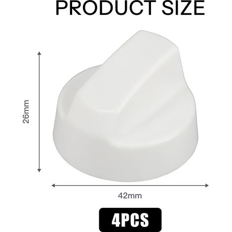 Pack of Universal Control Knobs with 12 Adapters, universal black for 6cm ovens, compatible with all brands (white) (1/4)