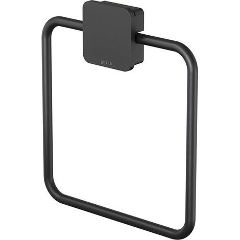 Geesa Handtuchhaken Wand Topaz Handtuchring zum Bohren, schwarz matt (1/4)