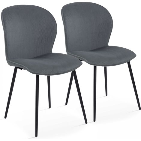 Lot de 2 chaises en velours côtelé gris