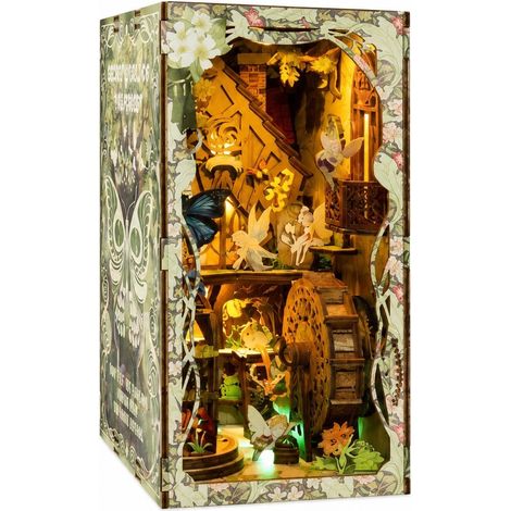 Serre-livres en bois à faire soi-même, maquette miniature de paysage faite main, monde secret de la forêt créative en 3D (1/5)