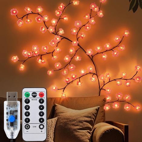 Arbre Lumineux Interieur, 1.8M 96 LED Fleurs de Cerisier Lumineuse, 8 Modes Guirlande Interieure Décorative avec Télécommande, Fleurs Lumineuses Decoration pour Chambre Balcon (1/5)