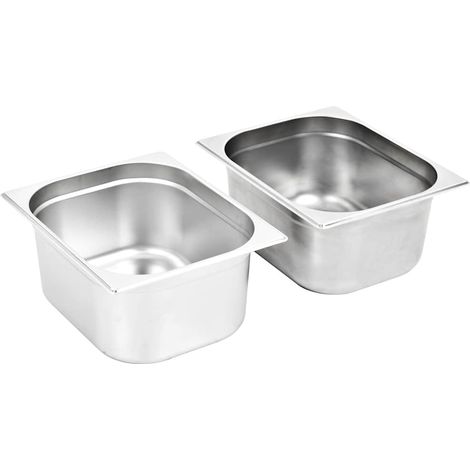 vidaXL Bandejas Gastronorm 2 unidades GN 1/2 150 mm acero inoxidable (1/2)