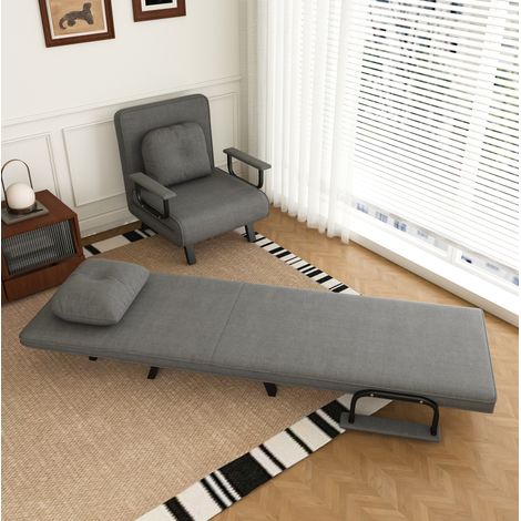 Klappbarer Relaxsessel 60 x 60 x 80 cm aus grauem Chenille, 5 Positionen – MEUBLIV (1/5)