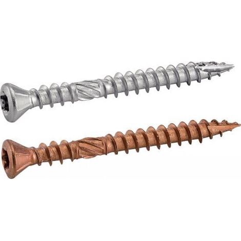 200 Vis pour Terrasse Tête Fraisée Bombée Six Lobes Double Filet 5 x 60 mm - Inox A4 - D-Work