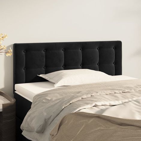 Tête de lit pour lit simple, Cadre de lit, Tableau décoratif de chevet Noir 80x5x78/88 cm Velours CDE32355 (1/5)