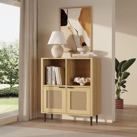 Commode Lukhomso 85 x 75 x 30 cm effet chêne [en.casa] (1/5)