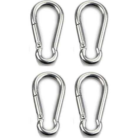 Attacco per moschettone da 4 pezzi per carichi pesanti, sport, cani da blocco, altalena per amaca, acciaio inossidabile 304, spessore 8 mm (1/4)