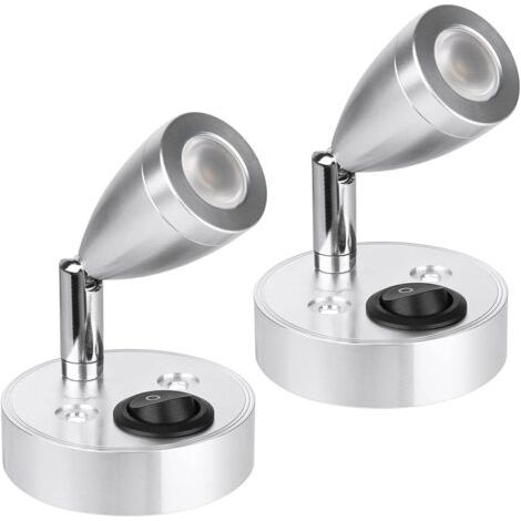 SABIR Lampe de lecture spot LED 12 V, 3 W pour intérieur de camping-car, lampe murale de chevet rotative à 180°, lumière chaude 3000 K pour camping-car, camping-car, caravane, bateau (2 pièces)-RAPAND (1/5)