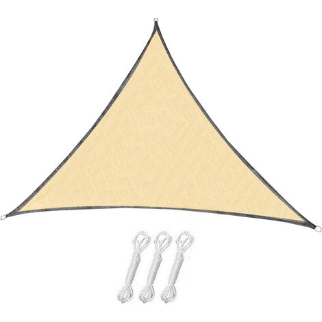 Voile d'ombrage imperméable – Auvent triangulaire – 3 cordons de montage gratuits – Auvent, blocage UV à 98 %, kaki (1/5)