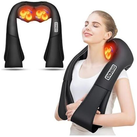 Masseur Cervical, Massage Dos et Cou Épaules avec Chauffage,Appareil de Massage Shiatsu Électrique ur Massager Nuque Cervicales Epaule,Cadeaux Pour Maman, Papa, Femmes et Hommes (1/5)